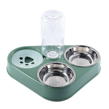 500ML Dog Bowl Cat Feeder Bowl With Dog Water Bottle Automatic Drinking Pet Bowl Cat Food Bowl Pet Stainless Steel Double 3 Bowl-5