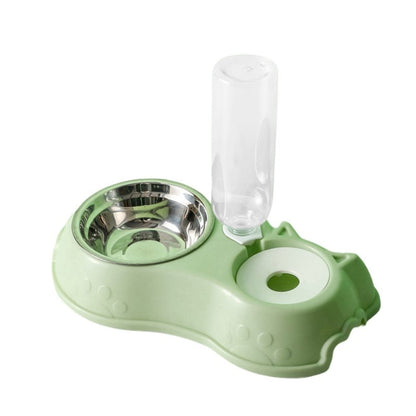 500ML Dog Bowl Cat Feeder Bowl With Dog Water Bottle Automatic Drinking Pet Bowl Cat Food Bowl Pet Stainless Steel Double 3 Bowl-3